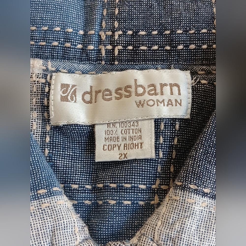 Dressbarn - Embroidered Patchwork Short-Sleeve Bu… - image 5